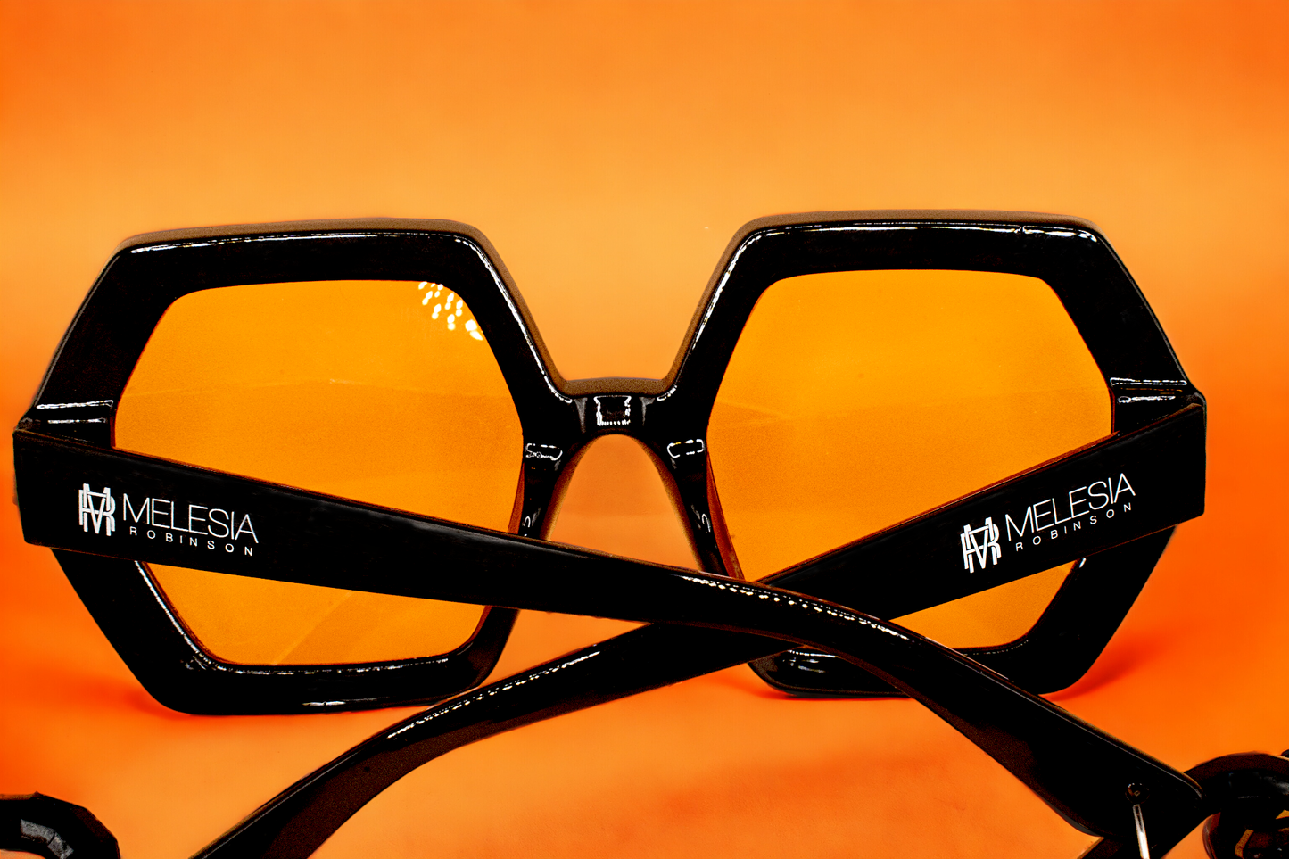 GlamorGon Oversized Shades Black With Orange Lens