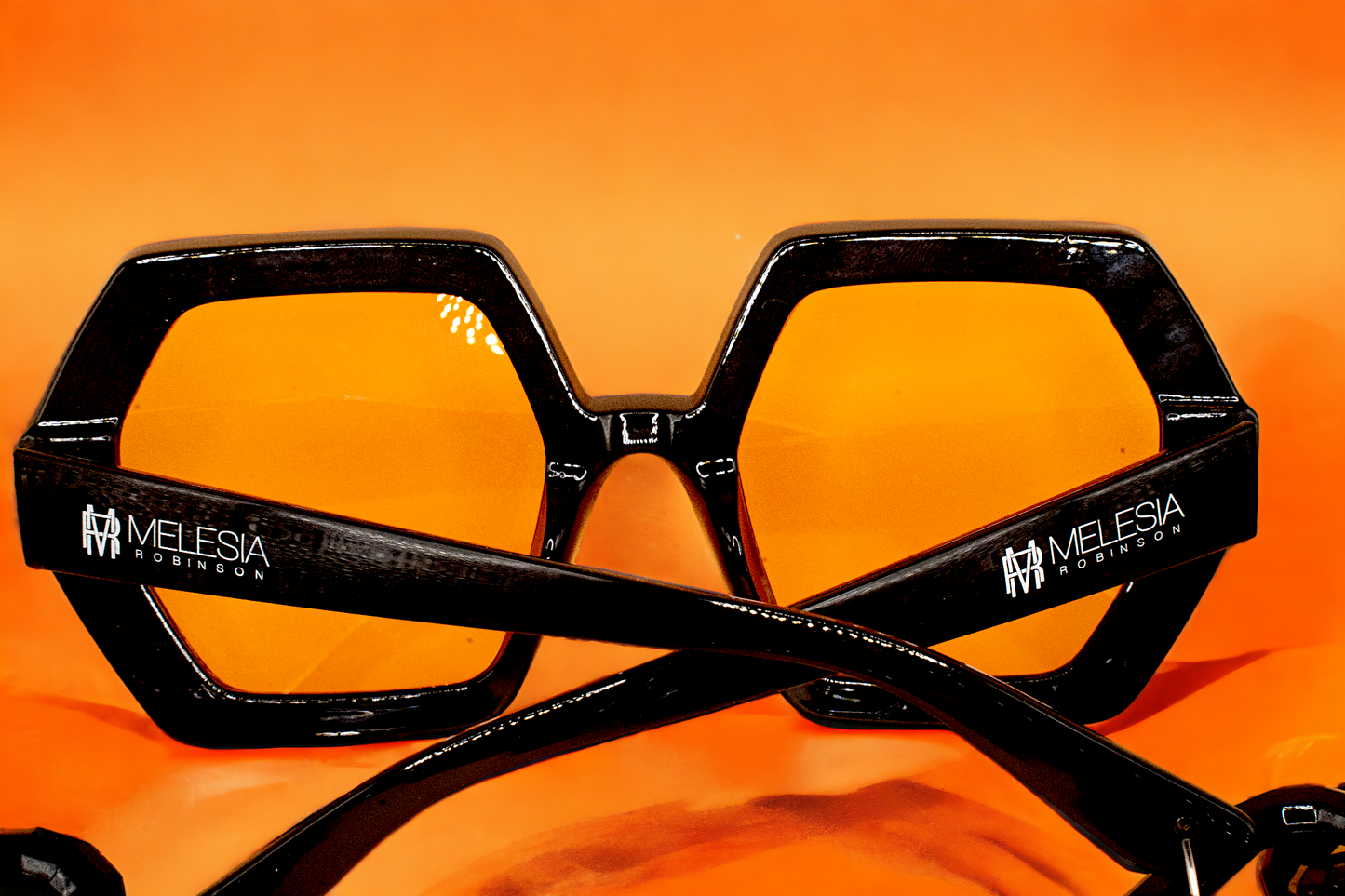 GlamorGon Oversized Shades Black With Orange Lens